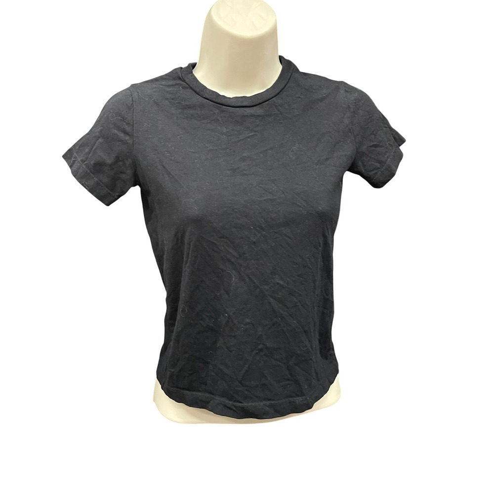 Pull&Bear Womens Small Black Short Sleeve Slim Fit‎ Crewneck Baby Tee T-Shirt